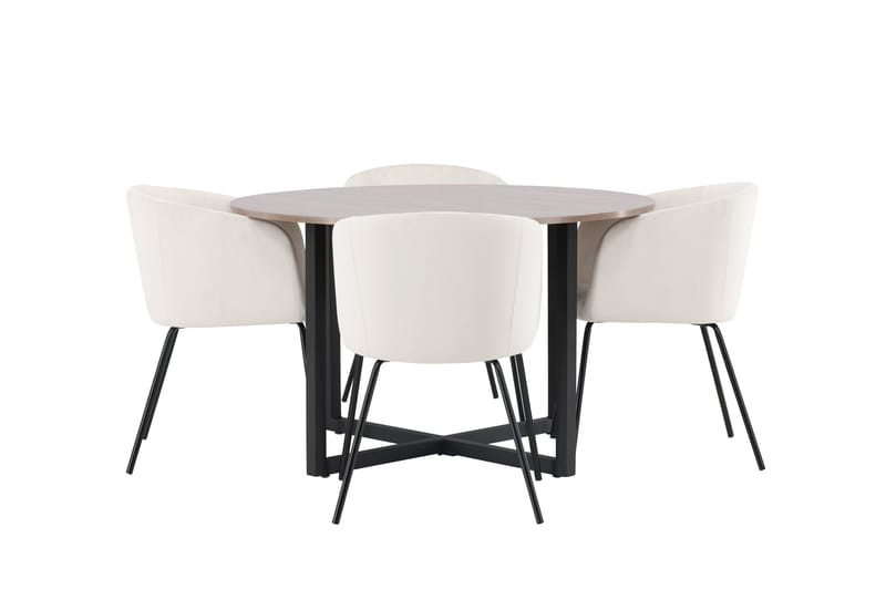 Durango Matgrupp 120 cm Rund med 4 Berit Stolar, Valnöt