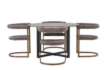 Durango Matgrupp 120 cm Rund med 4 Morning Stolar - Valnöt - Products - Möbler - Bord & matgrupp - Matgrupp