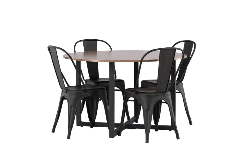 Durango Matgrupp 120 cm Rund med 4 Tempe Stolar - Valnöt - Products - Möbler - Bord & matgrupp - Matgrupp