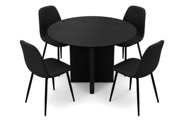 Edda Matgrupp runt 110 cm Svart med 4 Nibe Matstolar - Svart - Products - Möbler - Bord & matgrupp - Matgrupp