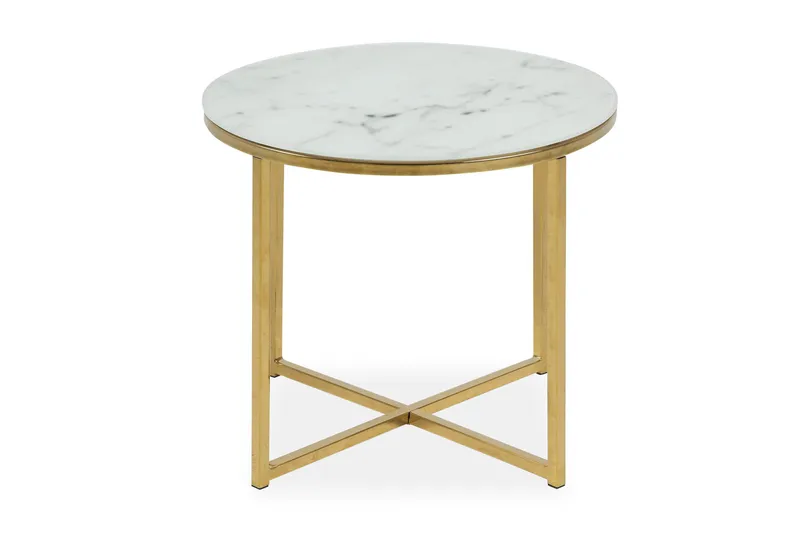Epiffer Soffbord 50 cm Runt Marmormönster - Vit/Grå/Mässing - Products - Möbler - Bord & matgrupp - Marmorbord