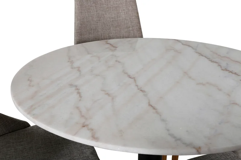 Estelle Matgrupp 106 cm Rund med 4 Leone stolar - Svart - Products - Möbler - Bord & matgrupp - Matgrupp