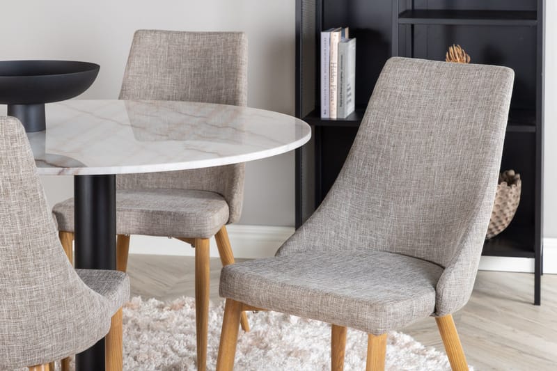 Estelle Matgrupp 106 cm Rund med 4 Leone stolar - Svart - Products - Möbler - Bord & matgrupp - Matgrupp