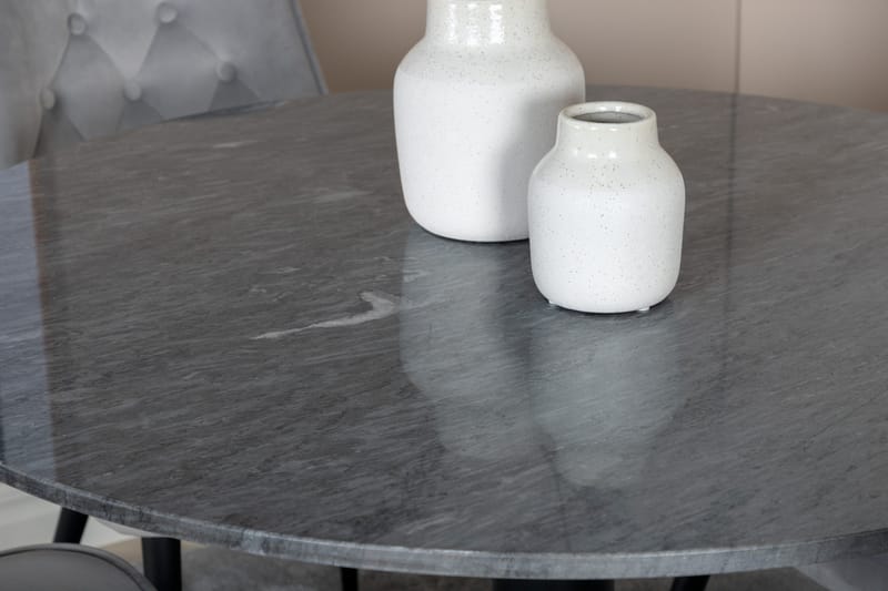 Estelle Matgrupp 106 cm Rund med 4 Velvet Deluxe stolar - Svart - Products - Möbler - Bord & matgrupp - Matgrupp