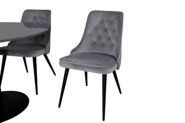 Estelle Matgrupp 106 cm Rund med 4 Velvet Deluxe stolar - Svart - Products - Möbler - Bord & matgrupp - Matgrupp