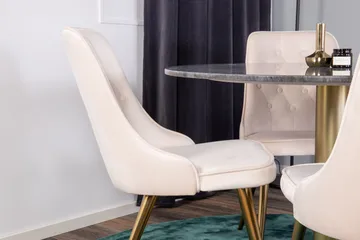 Estelle Matgrupp 106 cm Rund med 4 Velvet stolar - Beige - Products - Möbler - Bord & matgrupp - Matgrupp