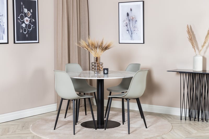 Estelle Matgrupp 106 cm Rund med 4 Polar stolar - Svart - Products - Möbler - Bord & matgrupp - Matgrupp