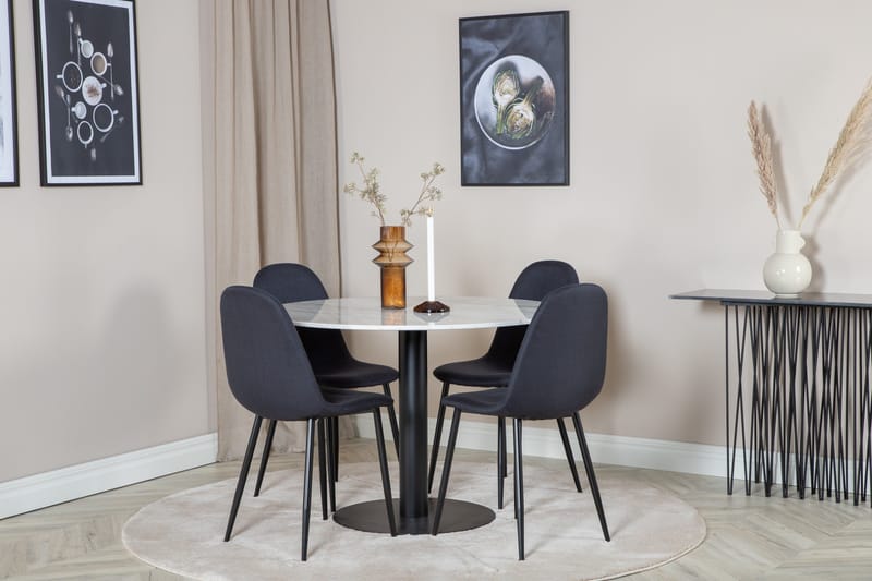 Estelle Matgrupp 106 cm Rund med 4 Polar stolar - Svart - Products - Möbler - Bord & matgrupp - Matgrupp