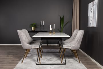 Estelle Matgrupp 140 cm Rektangulär med 4 Velvet stolar - Svart/Guld - Products - Möbler - Bord & matgrupp - Matgrupp