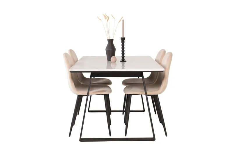 Estelle Matgrupp 140 cm Rektangulär med 4 Polar stolar - Beige - Products - Möbler - Bord & matgrupp - Matgrupp