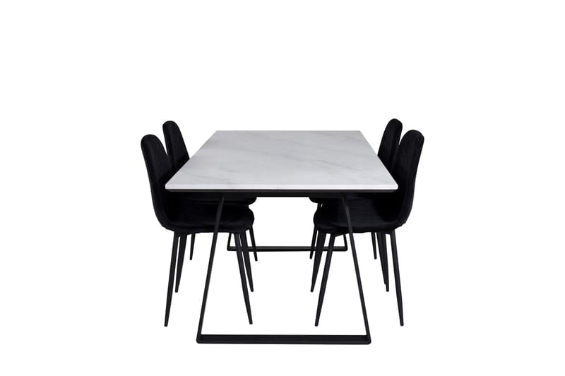 Estelle Matgrupp 140 cm Rektangulär med 4 Polar stolar, Svart