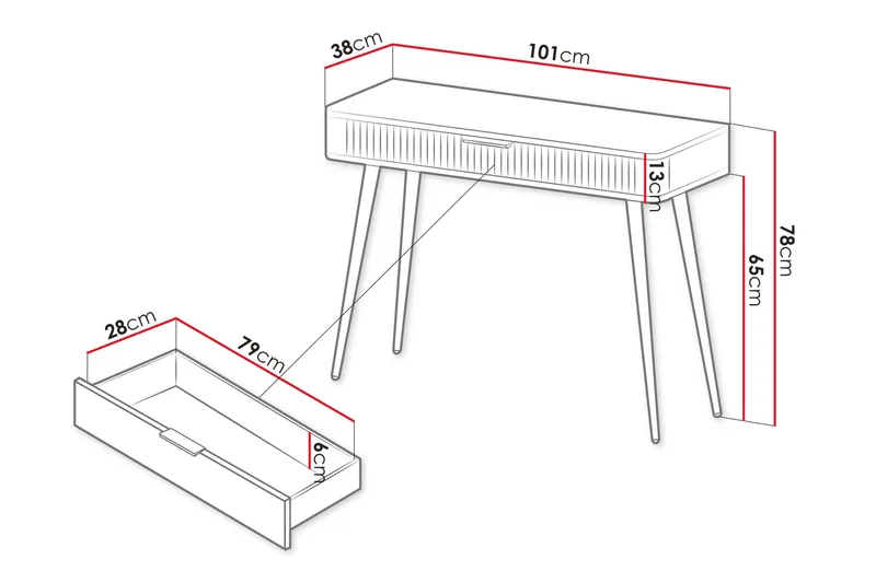 Forba Sminkbord 101 cm - Beige - Products - Möbler - Bord & matgrupp - Sminkbord & toalettbord