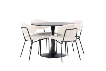 Glade Matgrupp 100 cm Rund med 4 Chico Stolar - Svart - Products - Möbler - Bord & matgrupp - Matgrupp