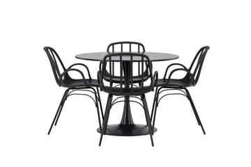 Glade Matgrupp 100 cm Rund med 4 Dyrön stolar - Svart - Products - Möbler - Bord & matgrupp - Matgrupp