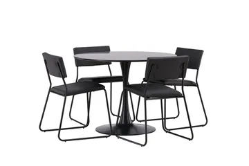 Glade Matgrupp 100 cm Rund med 4 Kenth Stolar - Svart - Products - Möbler - Bord & matgrupp - Matgrupp