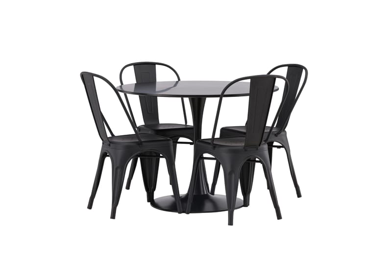 Glade Matgrupp 100 cm Rund med 4 Tempe Stolar - Svart - Products - Möbler - Bord & matgrupp - Matgrupp