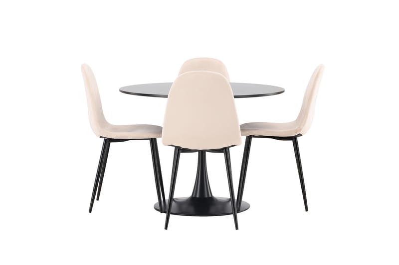 Glade Matgrupp 100 cm Rund med 4 Polar stolar - Beige - Products - Möbler - Bord & matgrupp - Matgrupp