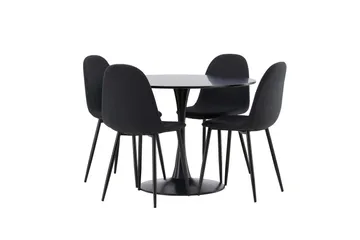 Glade Matgrupp 100 cm Rund med 4 Polar stolar - Svart - Products - Möbler - Bord & matgrupp - Matgrupp
