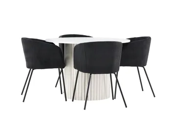 Härön Matgrupp 110 cm Rund med 4 Berit stolar - Vit/Svart - Products - Möbler - Bord & matgrupp - Matgrupp
