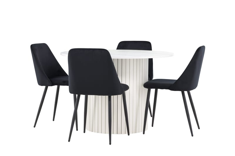 Härön Matgrupp 110 cm Rund med 4 Night stolar - Vit/Svart - Products - Möbler - Bord & matgrupp - Matgrupp