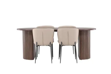 Härön Matgrupp 200 cm Oval med 4 Modesto stolar - Mocca/Beige - Products - Möbler - Bord & matgrupp - Matgrupp