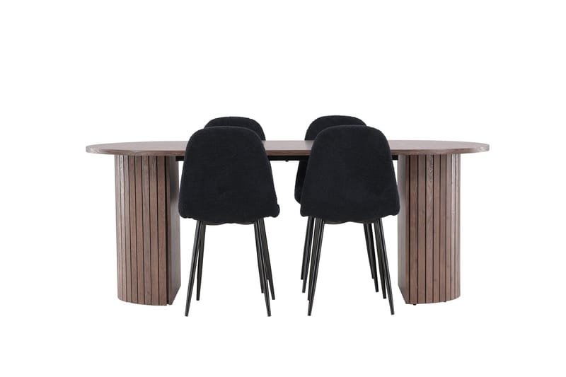Härön Matgrupp 200 cm Oval med 4 Polar stolar - Mocca/Svart - Products - Möbler - Bord & matgrupp - Matgrupp