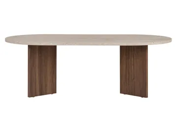 Hasina Soffbord 119 cm Oval - Travertin Och Valnöt - Products - Möbler - Bord & matgrupp - Soffbord
