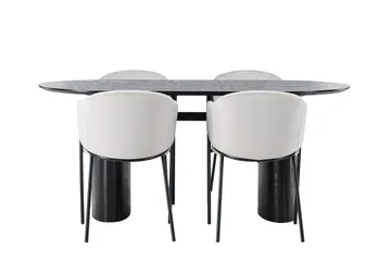 Isolde Matgrupp 180 cm Oval med 4 Evelina stolar - Svart - Products - Möbler - Bord & matgrupp - Matgrupp