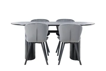 Isolde Matgrupp 180 cm Oval med 4 Lilja stolar - Svart - Products - Möbler - Bord & matgrupp - Matgrupp