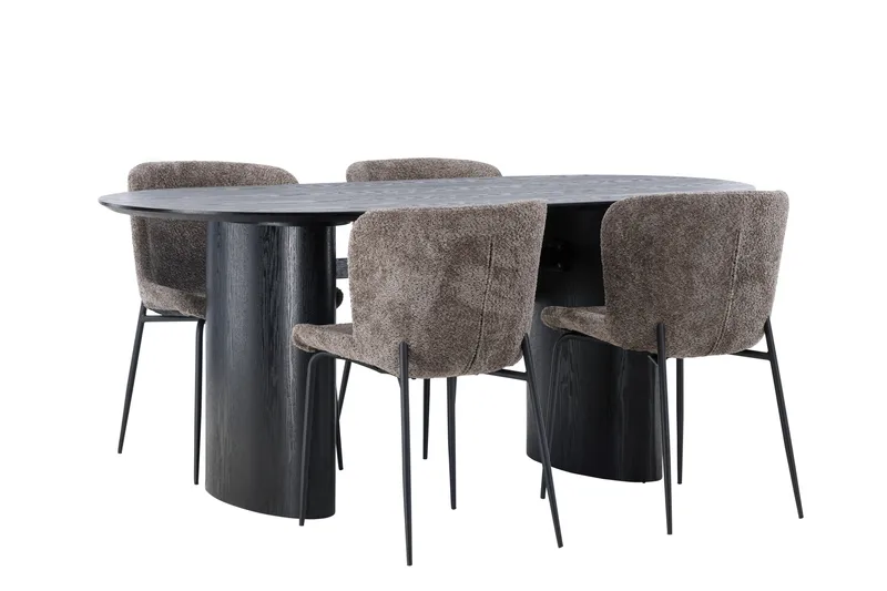 Isolde Matgrupp 180 cm Oval med 4 Modesto stolar - Svart - Products - Möbler - Bord & matgrupp - Matgrupp