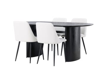 Isolde Matgrupp 180 cm Oval med 4 Night stolar - Svart - Products - Möbler - Bord & matgrupp - Matgrupp