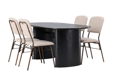 Isolde Matgrupp 180 cm Oval med 4 Seda stolar - Beige - Products - Möbler - Bord & matgrupp - Matgrupp