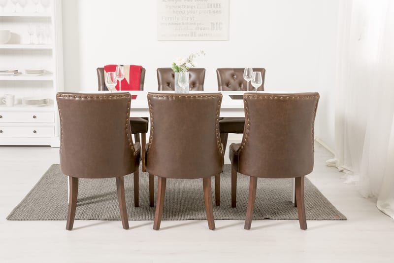 Jasmin Matgrupp 180 cm med 6 Tuva Fåtölj - Vit/Brun PU - Products - Möbler - Bord & matgrupp - Matgrupp