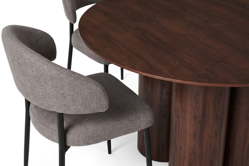 Juno Matgrupp runt 110 cm Valnöt med 4 Sawako Matstolar - Valnöt - Products - Möbler - Bord & matgrupp - Matgrupp