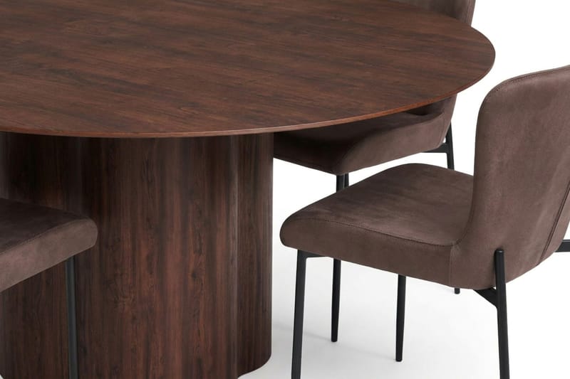 Juno Matgrupp runt 150 cm Valnöt med 6 Elsie Matstolar - Valnöt/Brun - Products - Möbler - Bord & matgrupp - Matgrupp