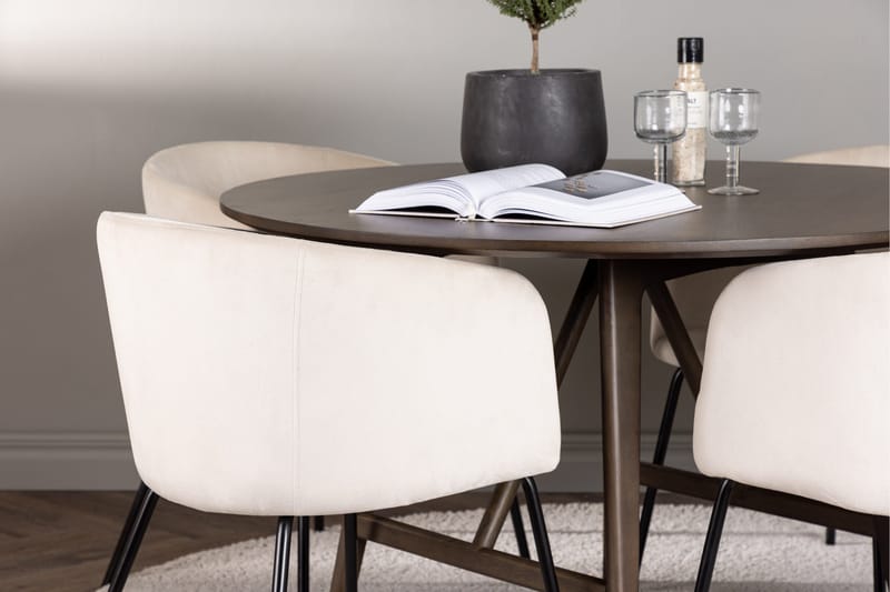 Kaseidon Matgrupp 100 cm Rund med 4 Berit stolar - Beige - Products - Möbler - Bord & matgrupp - Matgrupp