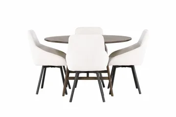 Kaseidon Matgrupp 100 cm Rund med 4 Rosie stolar, Beige