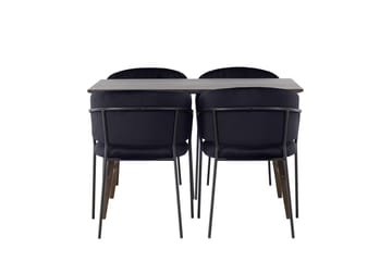 Kaseidon Matgrupp 120 cm Rektangulär med 4 Selma Stolar - Svart - Products - Möbler - Bord & matgrupp - Matgrupp