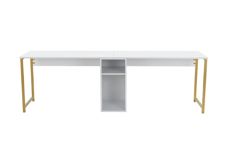 Hu Skrivbord 60x240 cm, Vit/Guld