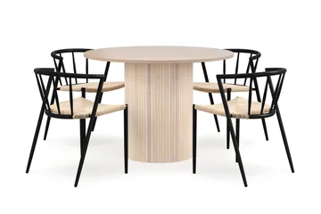 Kopparbo Matbord 106 cm med 4 Winston Matstolar - White / Beige / Metallben Svart - Products - Möbler - Bord & matgrupp - Matgrupp