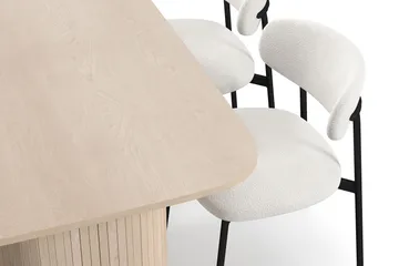 Kopparbo Matbord 160 cm med 4 Lucy Matstolar - White / Vit Bouclé / Metallben Svart - Products - Möbler - Bord & matgrupp - Matgrupp