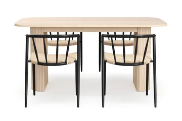 Kopparbo Matbord 160 cm med 4 Winston Matstolar - White / Beige / Metallben Svart - Products - Möbler - Bord & matgrupp - Matgrupp