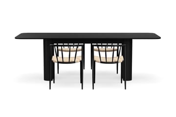 Kopparbo Matbord 180-240 cm Förlängningsbart med 4 Winston Matstolar - Svart / Beige / Metallben Svart - Products - Möbler - Bord & matgrupp - Matgrupp