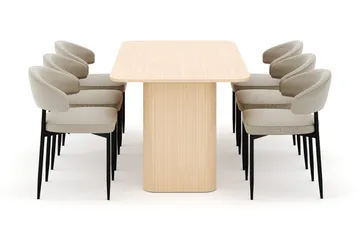 Kopparbo Matbord 180-240 cm Förlängningsbart med 6 Sawako Stolar - Vit - Products - Möbler - Bord & matgrupp - Matgrupp