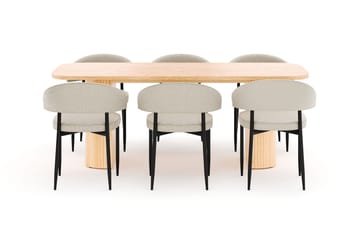 Kopparbo Matbord 200 cm med 6 Sawako Stolar - Natur - Products - Möbler - Bord & matgrupp - Matgrupp