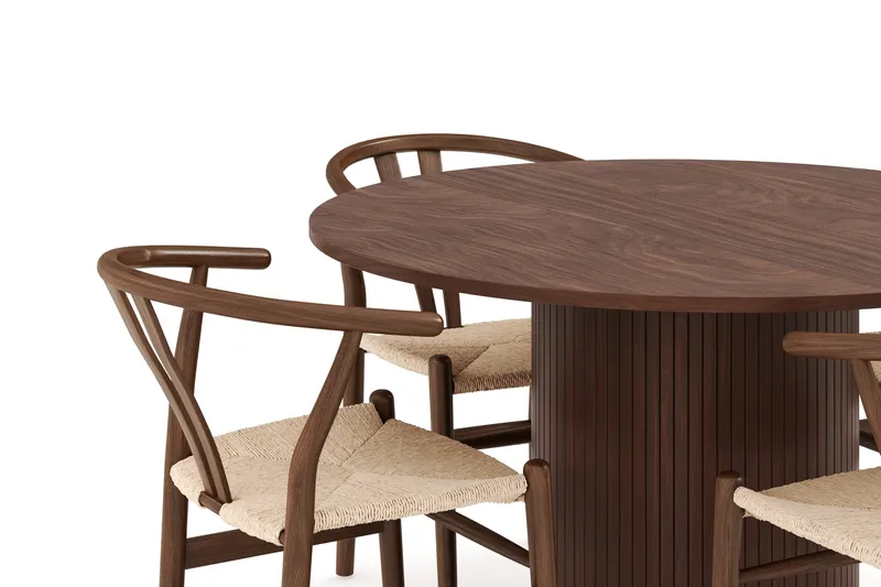 Kopparbo Matgrupp 120 cm Rund med 4 Dastoori Matstol - Mörkbrun - Products - Möbler - Bord & matgrupp - Matgrupp