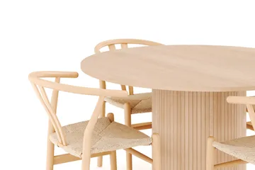 Kopparbo Matgrupp 130 cm Rund med 4 Dastoori Matstol - 2220068-4,2223288-1 - Beige - Products - Möbler - Bord & matgrupp - Matgrupp