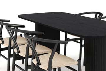 Kopparbo Matgrupp 200 cm med 6 Dastoori Matstolar - Svart - Products - Möbler - Bord & matgrupp - Matgrupp