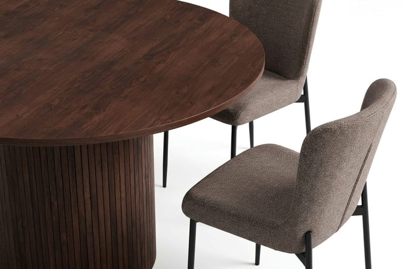 Kopparbo Matgrupp runt 150 cm Valnöt med 6 Elsie Matstolar - Valnöt/Grå - Products - Möbler - Bord & matgrupp - Matgrupp