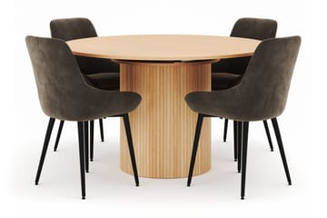 Kopparbo Rund Matgrupp 130-150 cm 4 Alsarp Matstolar - Natural - Products - Möbler - Bord & matgrupp - Matgrupp